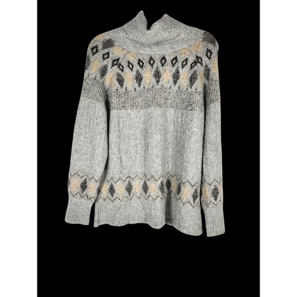Artelier Nicole Miller Sweater Womens Icelandic Gray Fair Isle Knit 1X - Picture 1 of 6